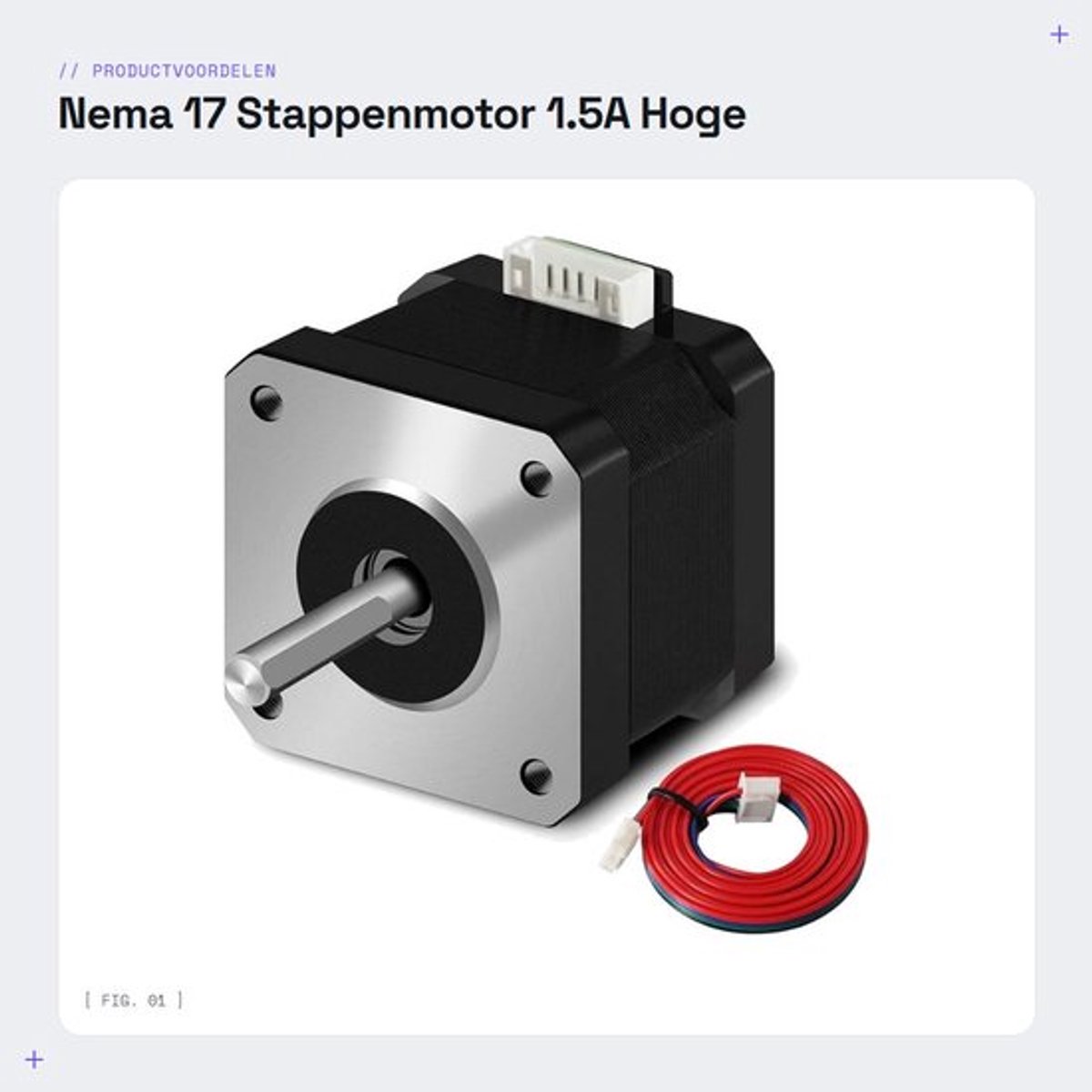 Stappenmotor Nema 17 42-40 - 1.5A/3.8V - 2 Fase - 4 Draden - 1.8 Graden - Hoog Koppel 42 Ncm - Motor