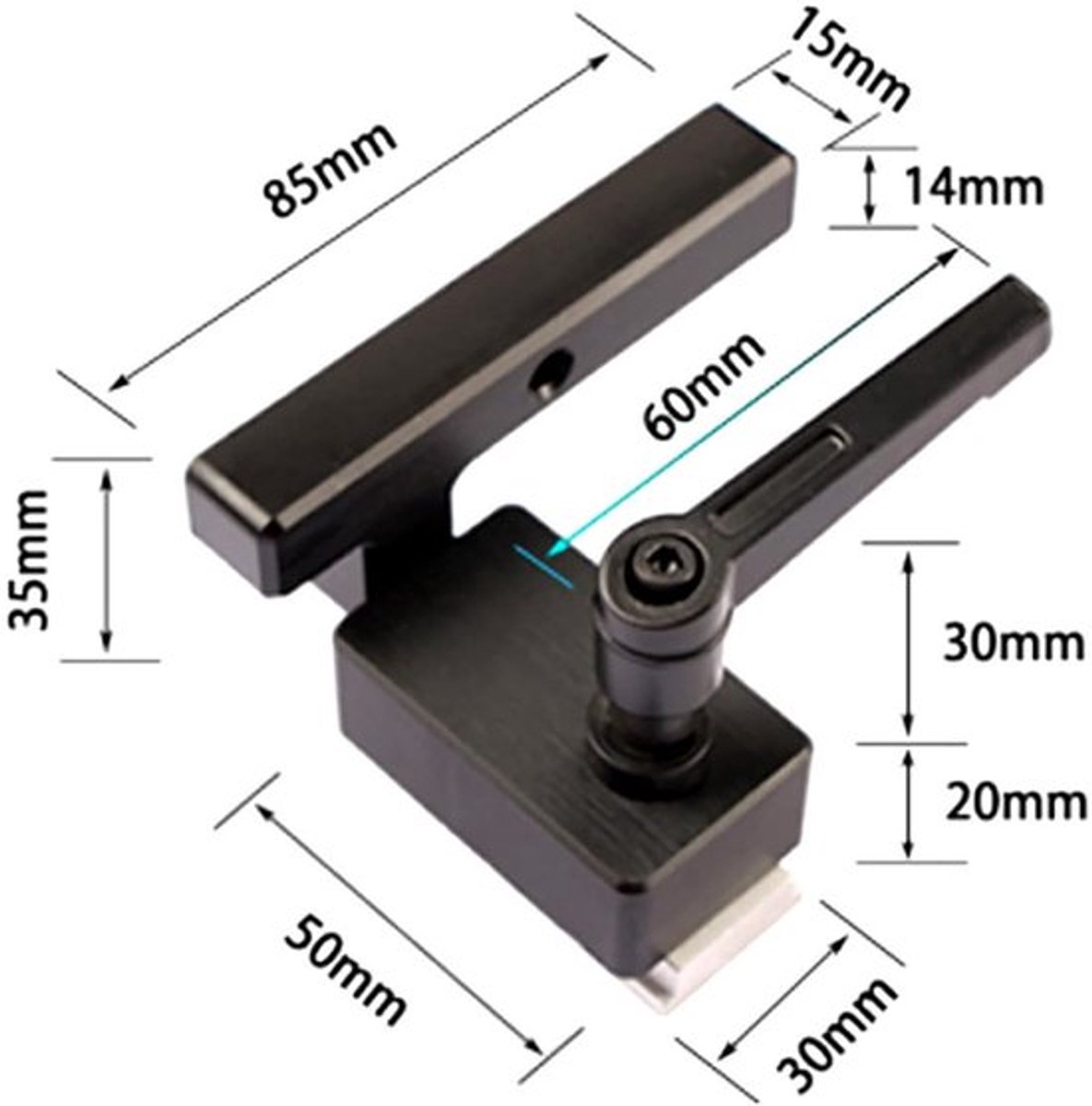 Mitre Track Stop 30mm - Aluminium Limiteur - Precisie T-Track - Houtbewerking Gereedschap - Bricolage Accessoires - Professionele Kwaliteit - Houtbewerkingsstop