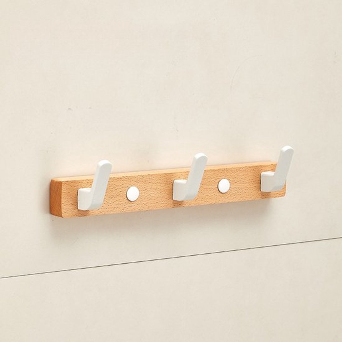 Kledinghaak, verdikte wand kleding- en hoedenhaak, wandhaak, haak, gebruikt als decoratieve haak voor jassen, tassen, handdoeken en hoeden (wit-3 haken)