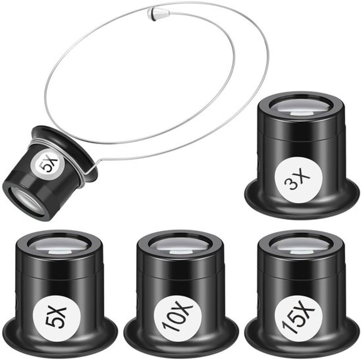 Vergrootglas met stalen beugels - Juweliersvergrootglas - Draagbaar - 4x Vergrootglas - Geschikt voor horlogemakers - Afmetingen 3,90 x 3,80 x 3,80 cm - Juweliersloep