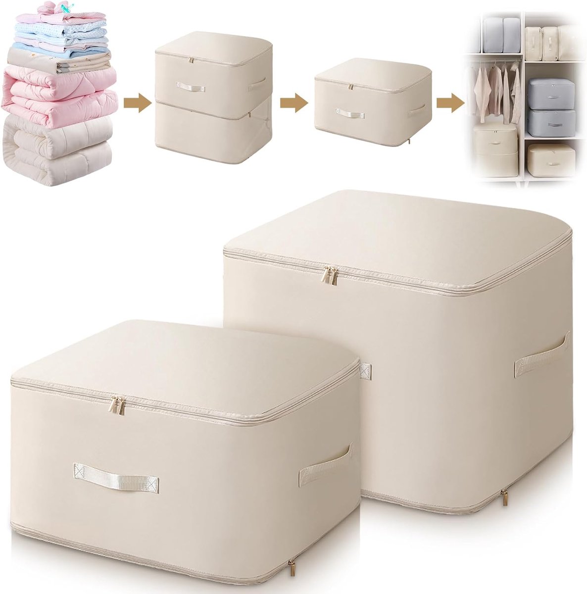 Opbergtas XL - Grijs - Ruimtebesparend - Perfect voor dekbedden en kleding - ShopVlot