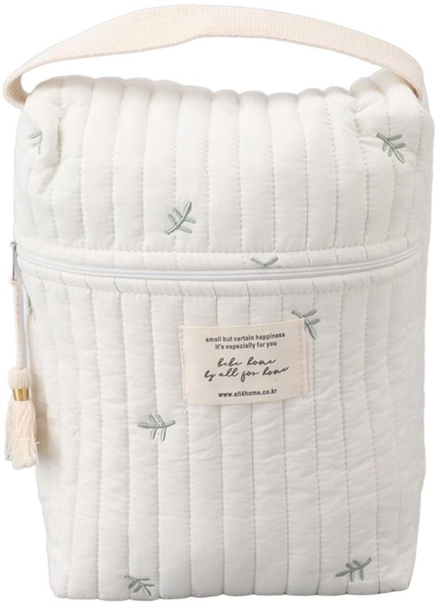 Draagtas voor babyflessen, Baby maaltijdtas, Draagbare flessentas met geborduurd patroon, Opvouwbare tas voor babyflessen, vochtige doekjes, luiers, fruit, drankjes, C