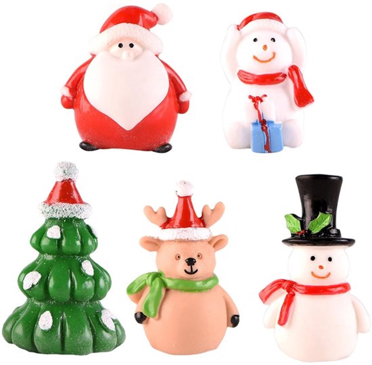 Kerstdecoratie 5-delig - Kerstornamenten - Kerstboom - Figurijn - Hars - Landschap - Kerstornament