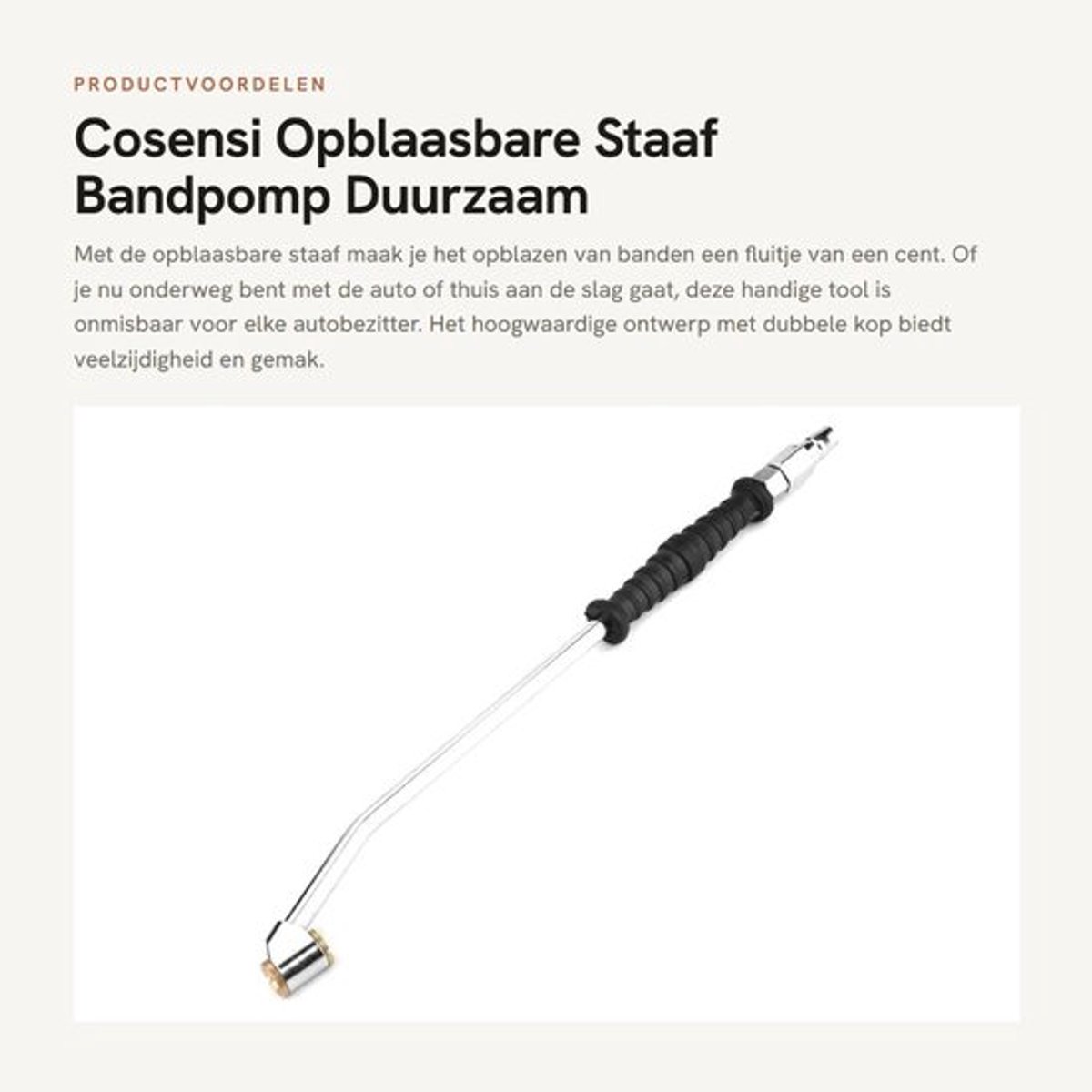 Bandenpomp Hoogwaardige Zinklegering - Opblaasbare Staaf - Dubbele Kop - Lekvrij Ontwerp - Snelle Vulstang - Gebruiksvriendelijk - Luchtpomp
