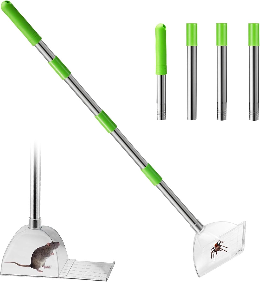SnelShoppen - Spider Catcher 80 cm - Extra lange handmatige insecten vanger, veilige niet-contact insecten vanger met lange klapgreep voor het vangen