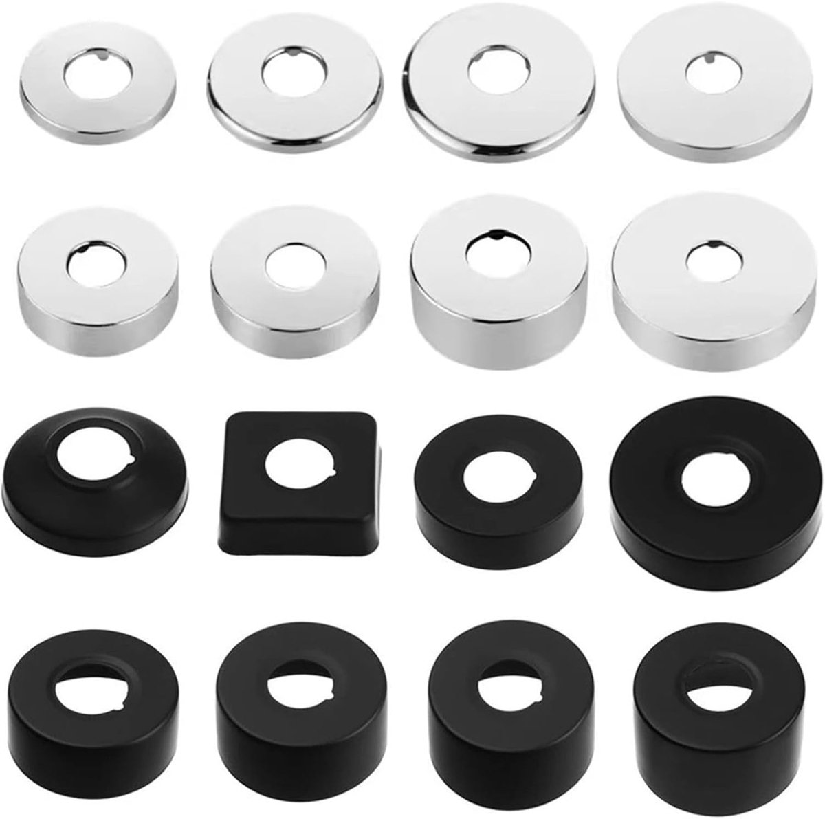 SnelShoppen - Faucet Rosettes Set van 2, Ø 25 mm, Zwarte Dekrozetten, RVS, Voor Douchekranen, Kranen, Radiatoren, 60 x 25 mm