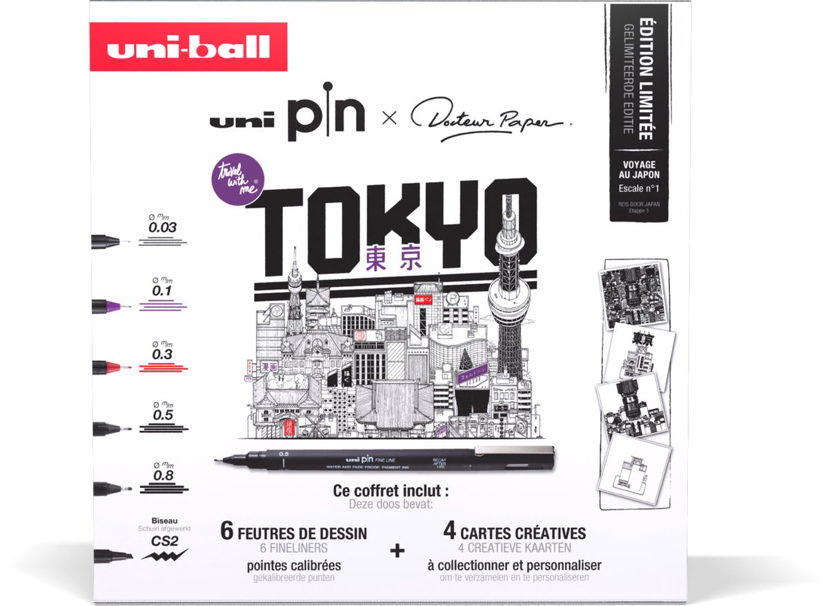 Uni Pin Fineliner Koffer Tokyo