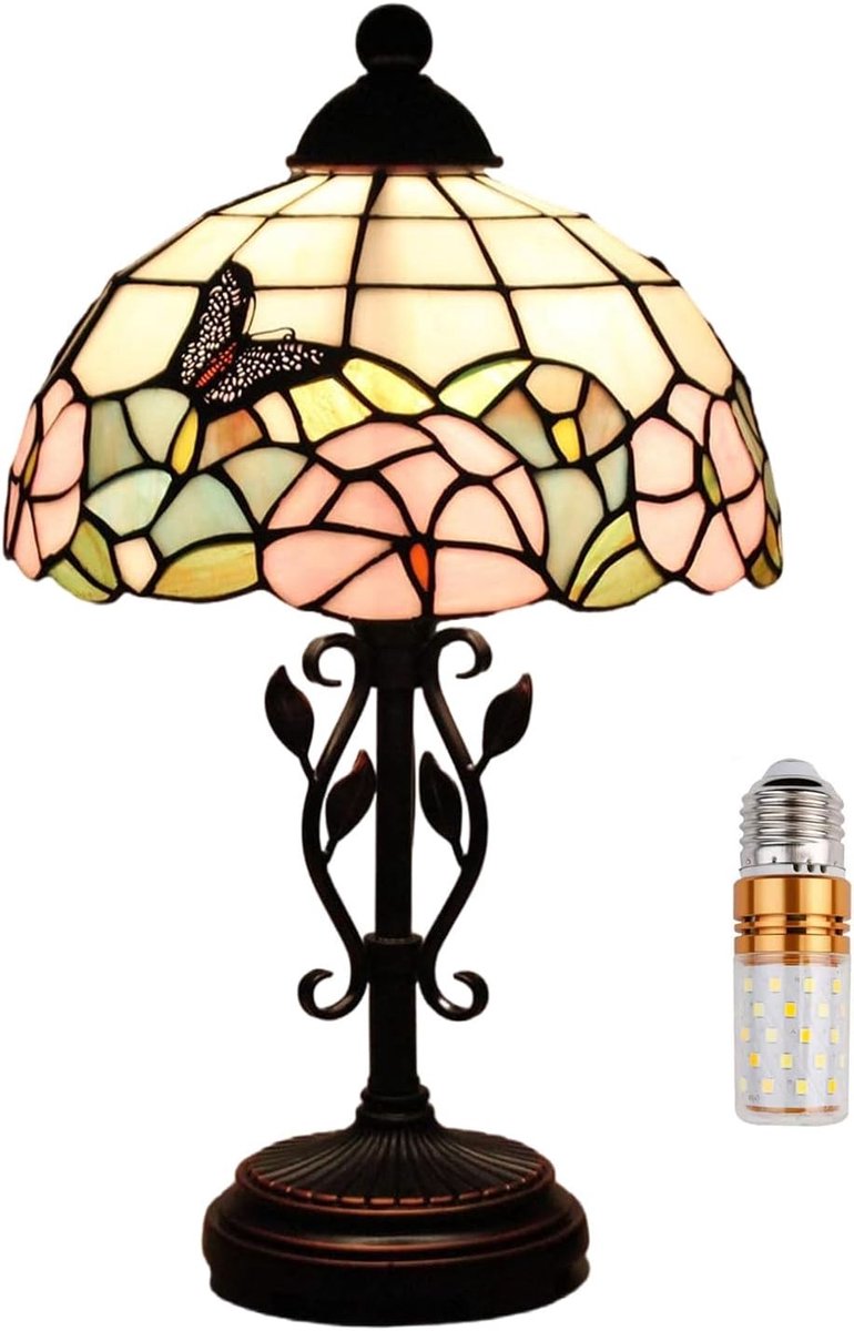 Vintage Nachtlamp van Gekleurd Glas, 10 Inch Art Deco Stijl, Perfect voor Slaapkamer en Wo