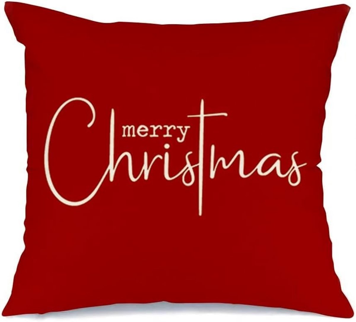 Kerstkussensloop Rood 45 x 45 cm - Feestelijke Decoratie voor Binnen en Buiten, Winterse S