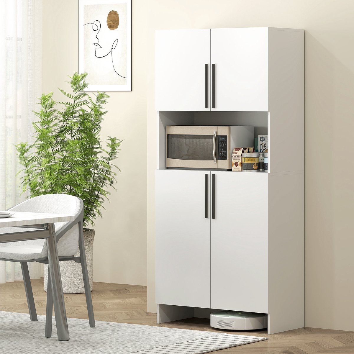 Keukenskast, voorraadkast voor keuken, woonkamer, eetkamer, kasten, planken, magnetronplank, spaanplaat, wit — cadeau in Cadeau-ideeën - foto 4