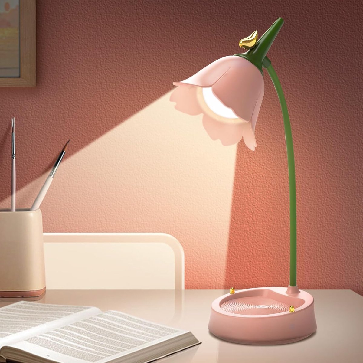 LED-Bureaulamp In De Vorm Van Een Bloem - Draadloze Tafellamp - Bureaulamp Voor Kinderen - Tafellamp Met 3 Kleurstanden En Dimfunctie — cadeau in Wonen & Interieur - foto 7
