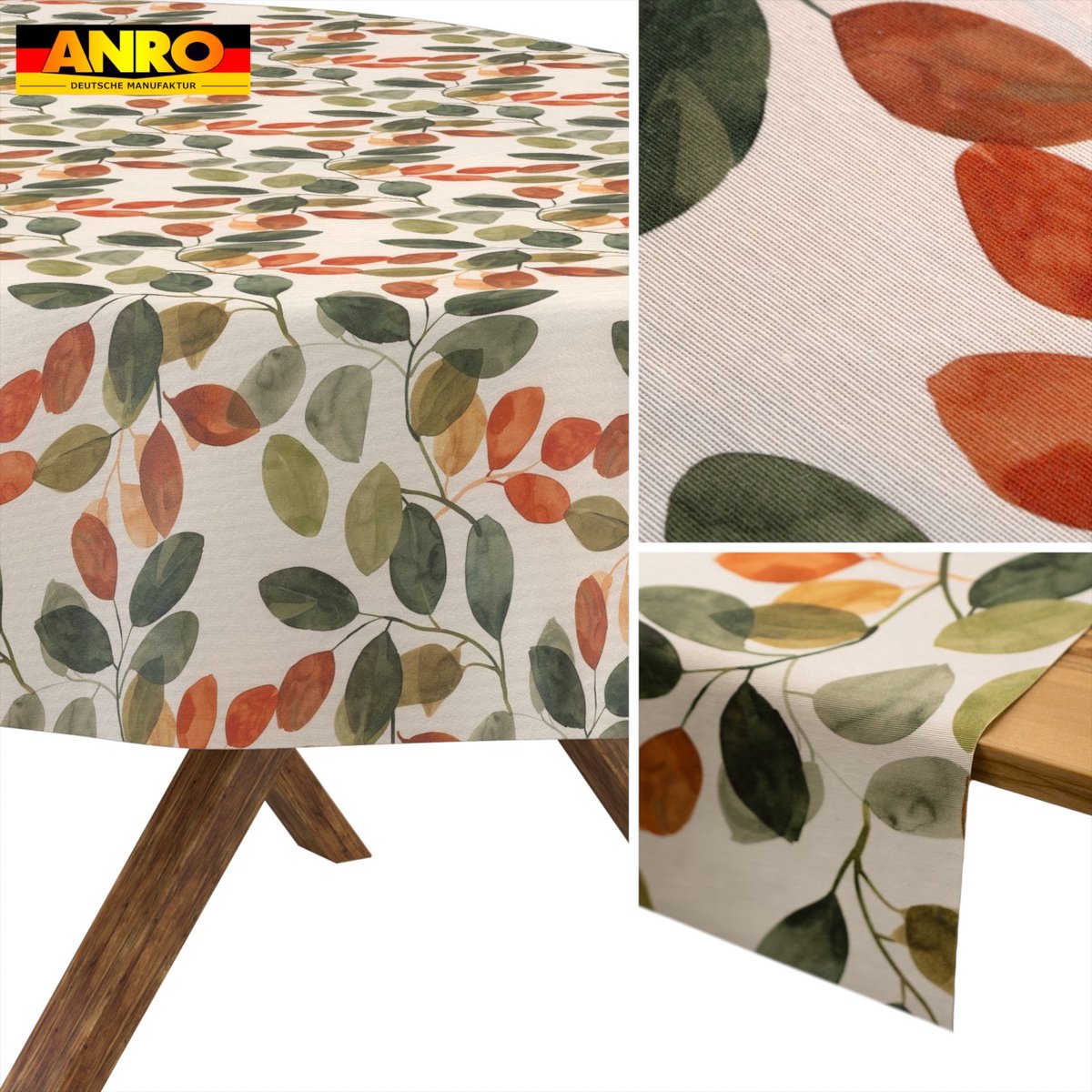 ANRO Tafelkleed Olijftakken Meerkleurig Ovaal 260x140cm Rechte rand Afwasbaar Waterafstotend