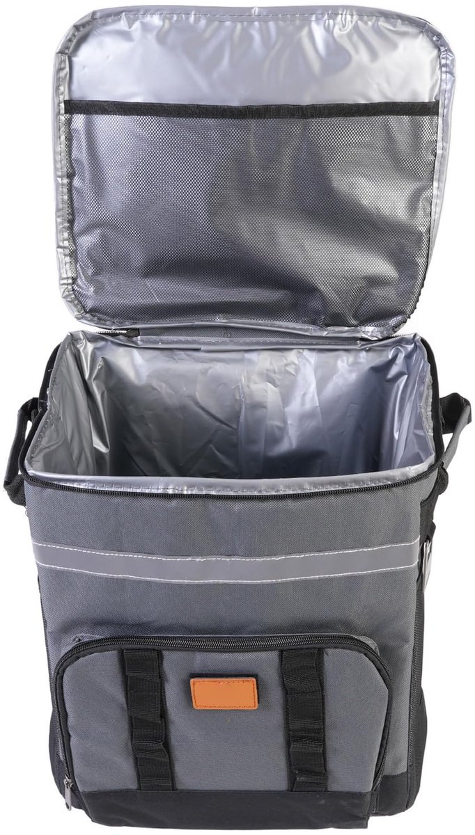 SnelShoppen - 35L Rollende Koeler met Wielen en Handvat, Geïsoleerde Zachte Koeltas voor Kamperen, Picknicken, Strand - Grijs, Ideaal voor Buitenactiv