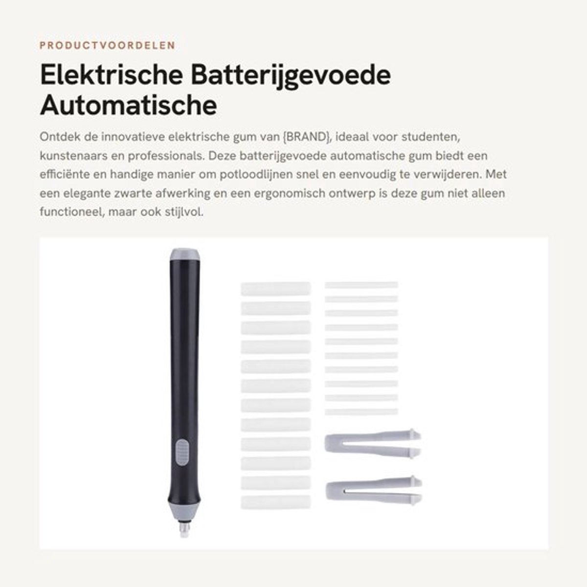 Elektrische Batterijgevoede Automatische Gum - Met 22 Navullingen - Perfect voor School en Werk - Zwart - Creatief en Functioneel - Ergon...