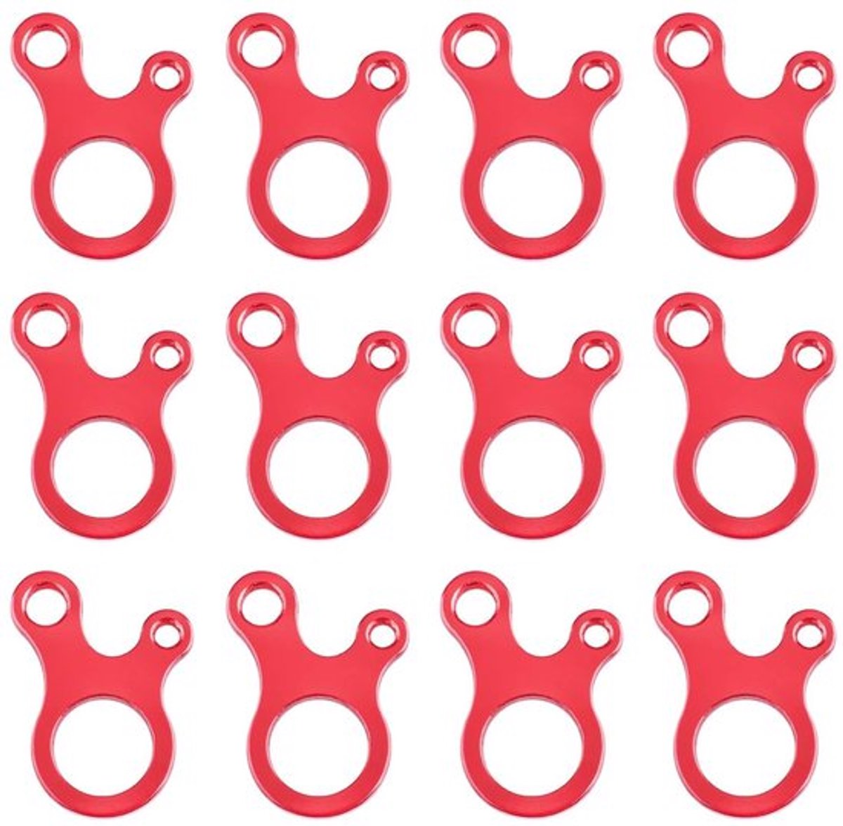 Scheerlijnspanner 12 stuks - Aluminium - Verstelbare gesp - Tentspanner - Buitenaccessoire - Felrood - 3,4 x 5 cm