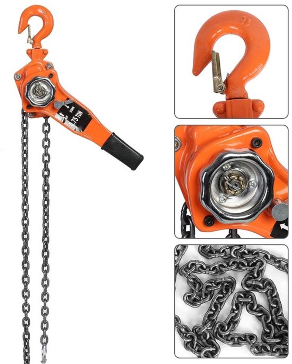 Dailygoods- Vergrendeling 0,75 t - Hefketting - Ratel - Verzinkt - Gesmede Haak - Comfortabele Grip - Hijsketting