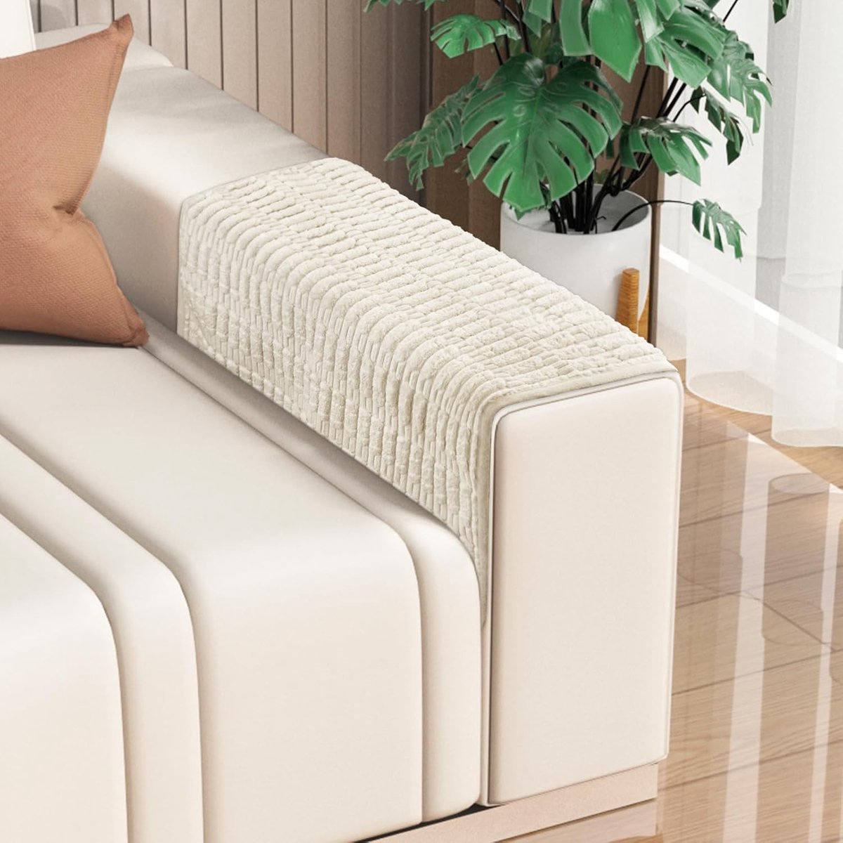 Verstevigde Armleuning Beschermhoezen voor Banken en Stoelen - Antislip, Wasbaar en Geschikt voor Leer en Stof - Set van 2 (Bruin, 18"x26")