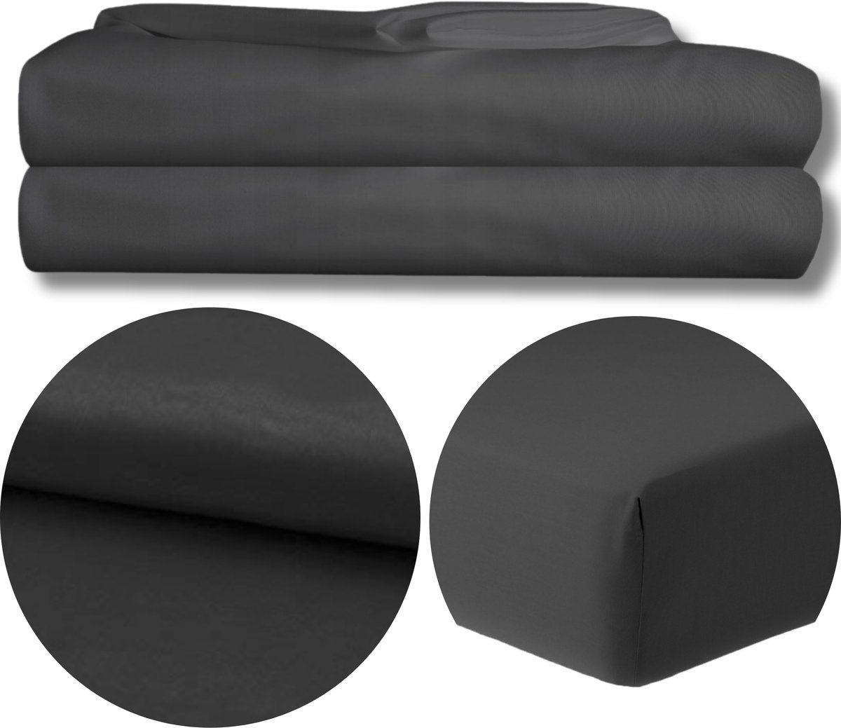 KONEY - Laken zonder elastiek 160 x 200 cm - microvezel - Antraciet - 120 g/m²