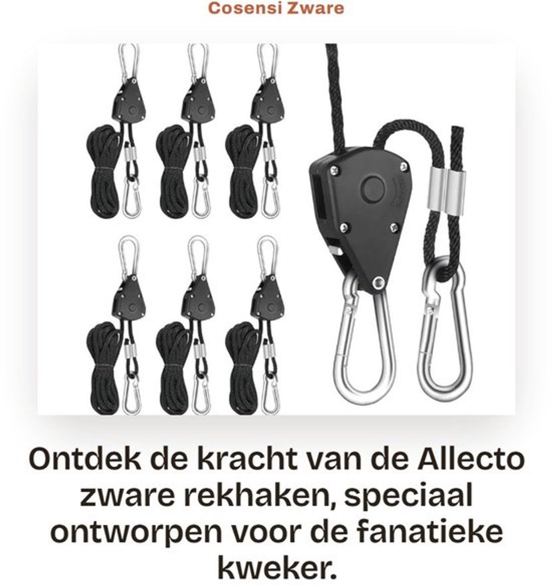 Zware Rekhaken - Verstelbare Touwhaken - Tot 68 kg Draagvermogen - 1/8" Formaat - Ideaal voor Kweekplanten - Perfect voor Lichtkamers