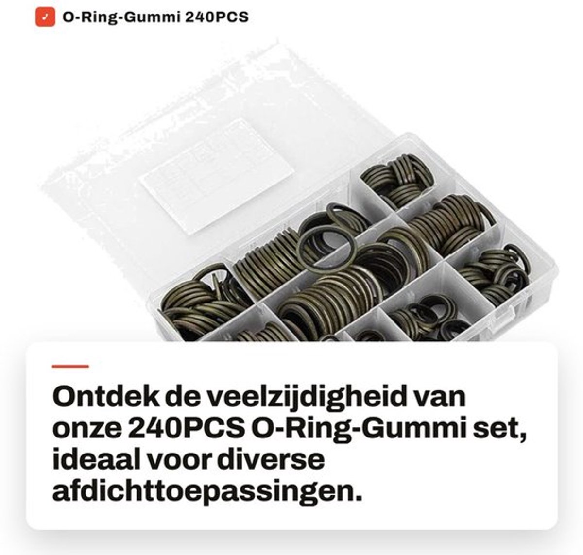 O-ring set 240PCS - rubberen O-ringen - diverse maten 6-30mm - schokbestendig - waterdicht - geschikt voor afdichting - Dichting