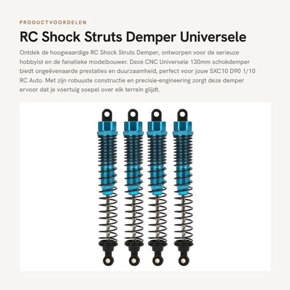 Schokdempers Hoogwaardig Metaal - 130mm Schokdemper - Verbeterde Stabiliteit - Universeel - RC Auto - 180 Dagen Retourrecht