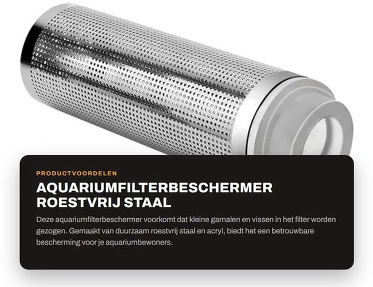 Aquariumfilterbeschermer 12 mm/16 mm - Roestvrij Staal - Inlaatfilter - Garnalenbescherming - Vervormingsbestendig - Duurzaam - Filterbescherming