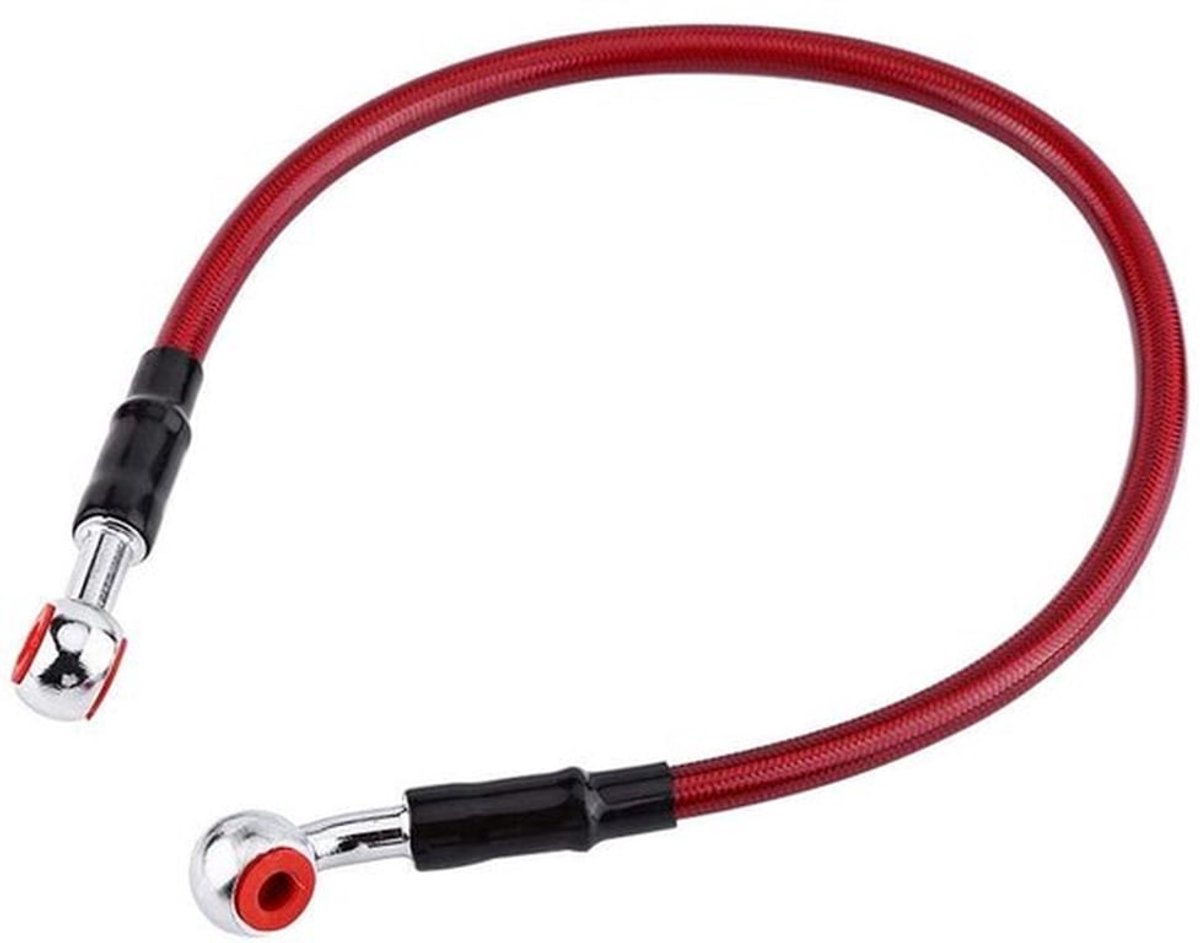 - Remvloeistofslang - Gevlochten motorolie remleiding - 45cm - Rood - Geschikt voor de meeste motoren - Hoogwaardig en duurzaam