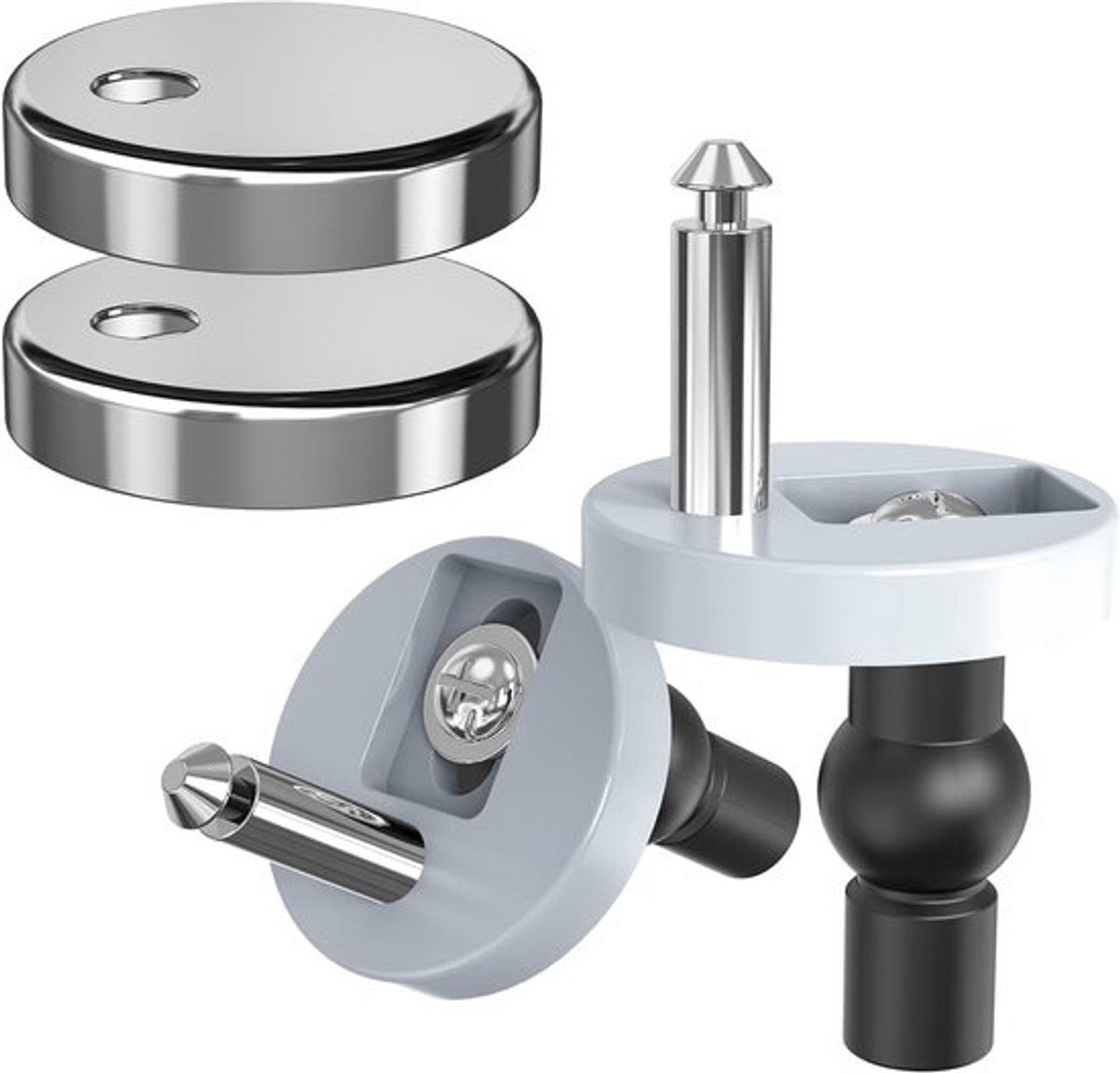 Snelsluitende toiletbrilbevestigingen, toiletbrilaccessoires, universele vervangingsonderdelen voor toiletbrilscharnieren, geschikt voor toiletten met blinde gaten, 2 stuks, zilver.