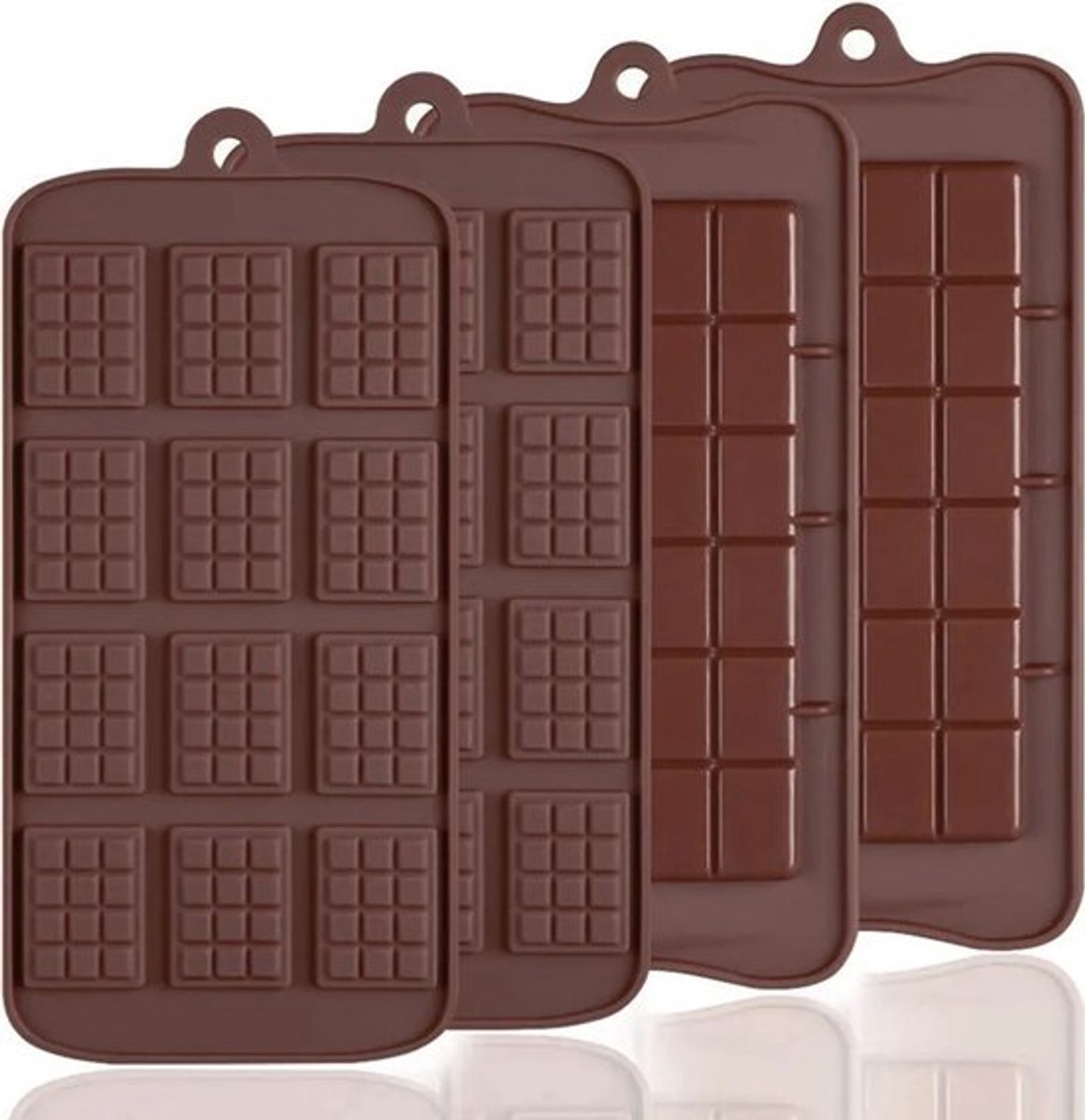 Siliconen chocoladevormen - Set van 4 siliconen vormen geschikt voor het maken van chocolade, feestchocolade en geschenkdozen.
