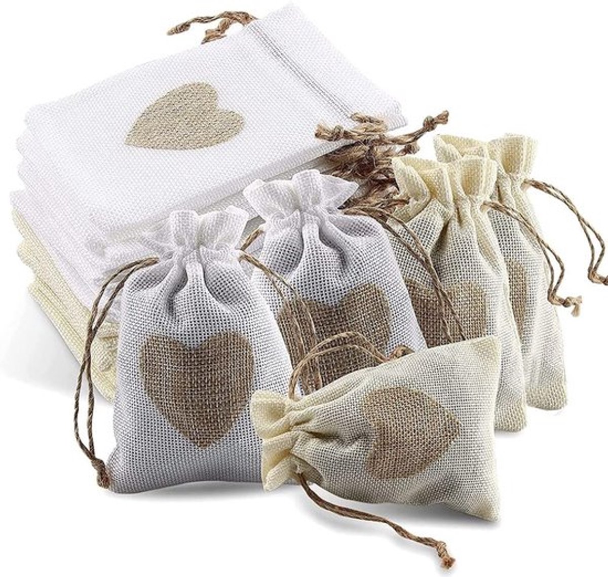 40 stuks jute zakjes met trekkoord, jute zakjes, jute zakjes, voor snoep, sieraden, handwerk en kleine geschenken, 2 kleuren