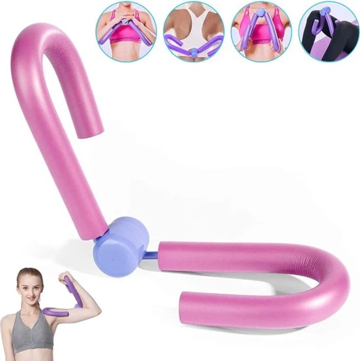 Multifunctionele dijbeentrainer, beentrainer, spierverstevigingsapparaat voor in de sportschool, beenkrachttrainer (roze)
