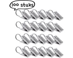 100 stuks - Metalen gordijnclips - Gordijnhaken - Gordijnaccessoires - Metalen douchegordijnhaken - Zilver