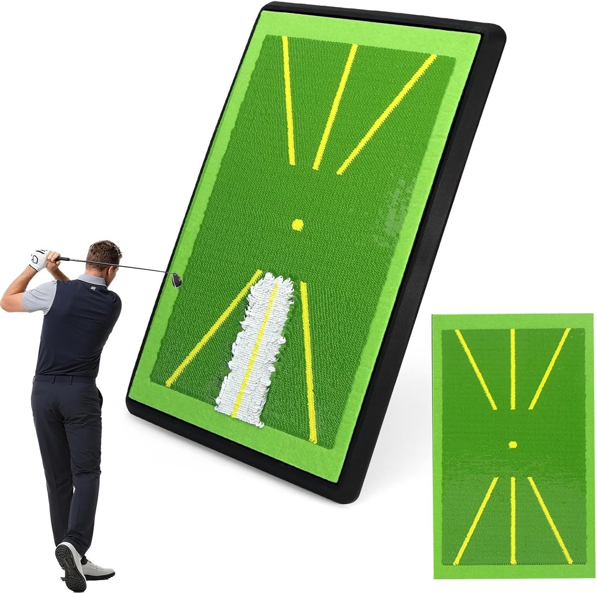 Verwisselbare golfmat voor binnen en buiten, 2-delig, ideaal voor golftraining en oefening