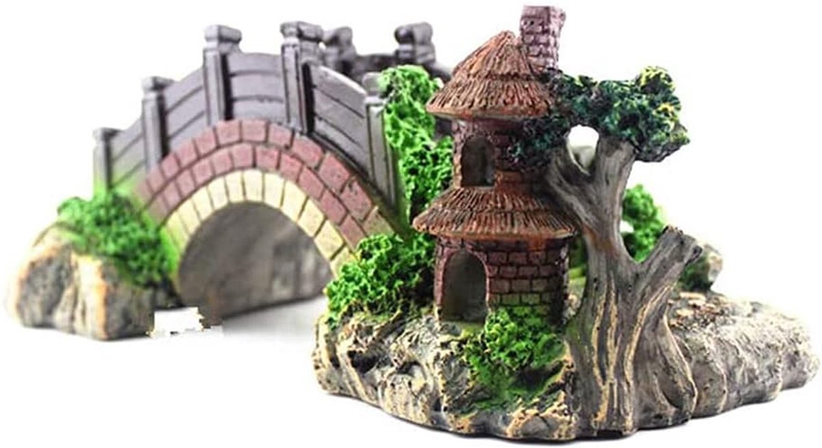 Miniatuur brug ornament - synthetisch hars - uniek ontwerp - creëer een sprookjesachtige wereld - SnelShoppen