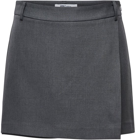 Grijze skort met ceintuur lussen en overslag voorpand.