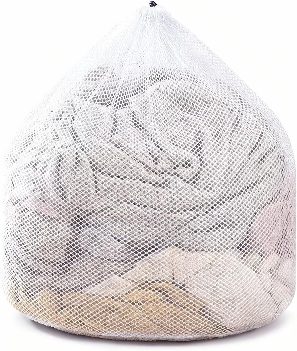 Grote waszak van 60 x 80 cm voor wasmachine, herbruikbaar wasnet met koordsluiting, beschermt kleding tegen vervorming en kreukels