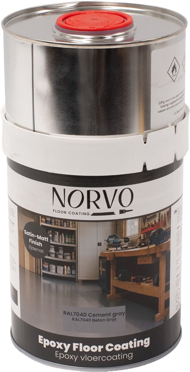 Norvo Epoxy vloercoating 2K | Garagevloer coating | Betongrijs / RAL7040 1 KG