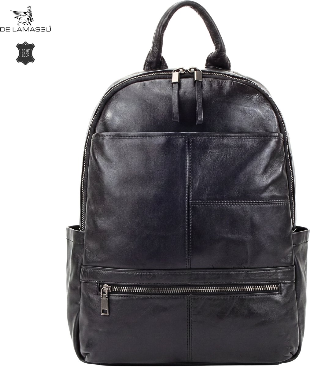 DE LAMASSU® Leren Rugzak Rugtas Unisex Echt Leer Laptoprugzak 15 Inch Werktas Schooltas Reisrugzak Dagrugzak 18,5 Liter