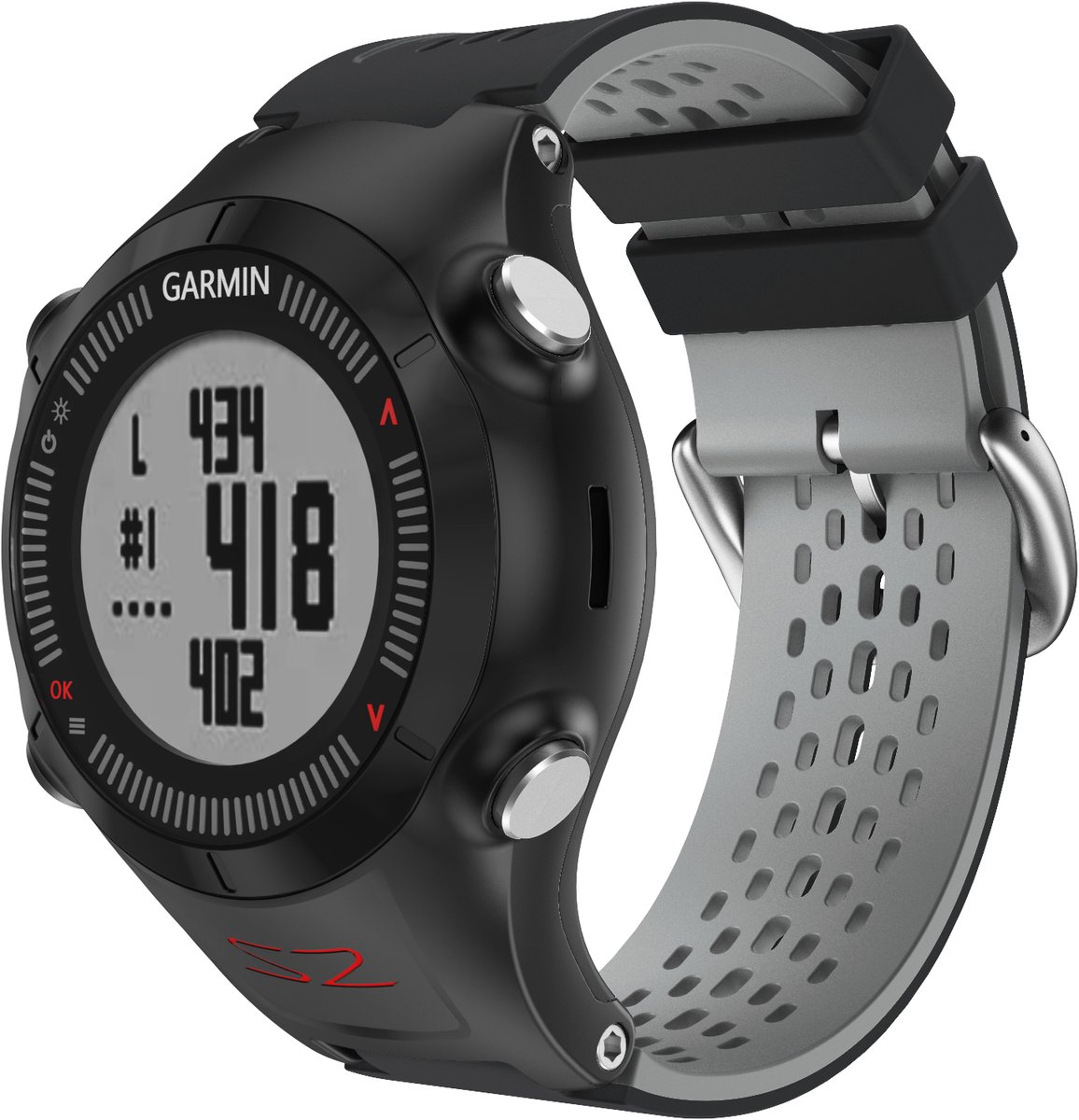 Horlogeband voor Garmin Approach S2 - Zwart / Grijs