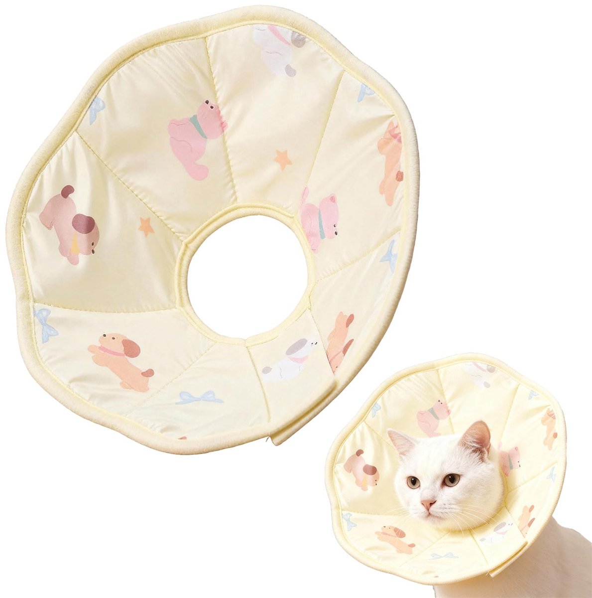 longziming -Zachte Beschermkraag voor Kat - Verstelbare Kattenkraag na Verzorging - Comfortabele Herstelkraag - Lichtgewicht Elizabethaanse Kraag - Geel - Maat S