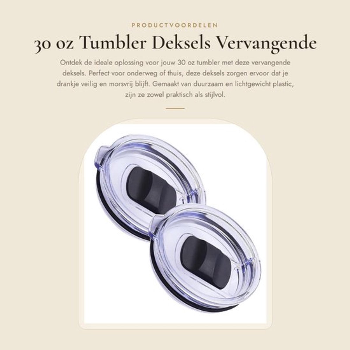 30 oz Tumbler Deksels - Vervangende Deksels - Spatbestendig en Morsbestendig - Zwart en Helder - Duurzaam Plastic - Geschikt voor Tumbler
