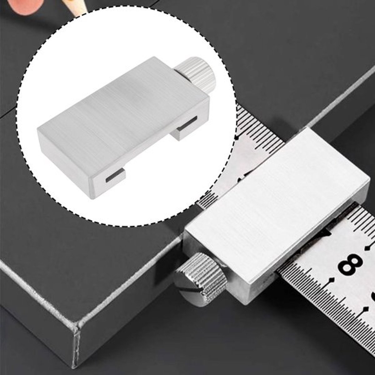 Markeerblok 35mm - Houtbewerking - Metaalbewerking - Stopblok - Liniaal 26mm - Efficiëntie verbeteren