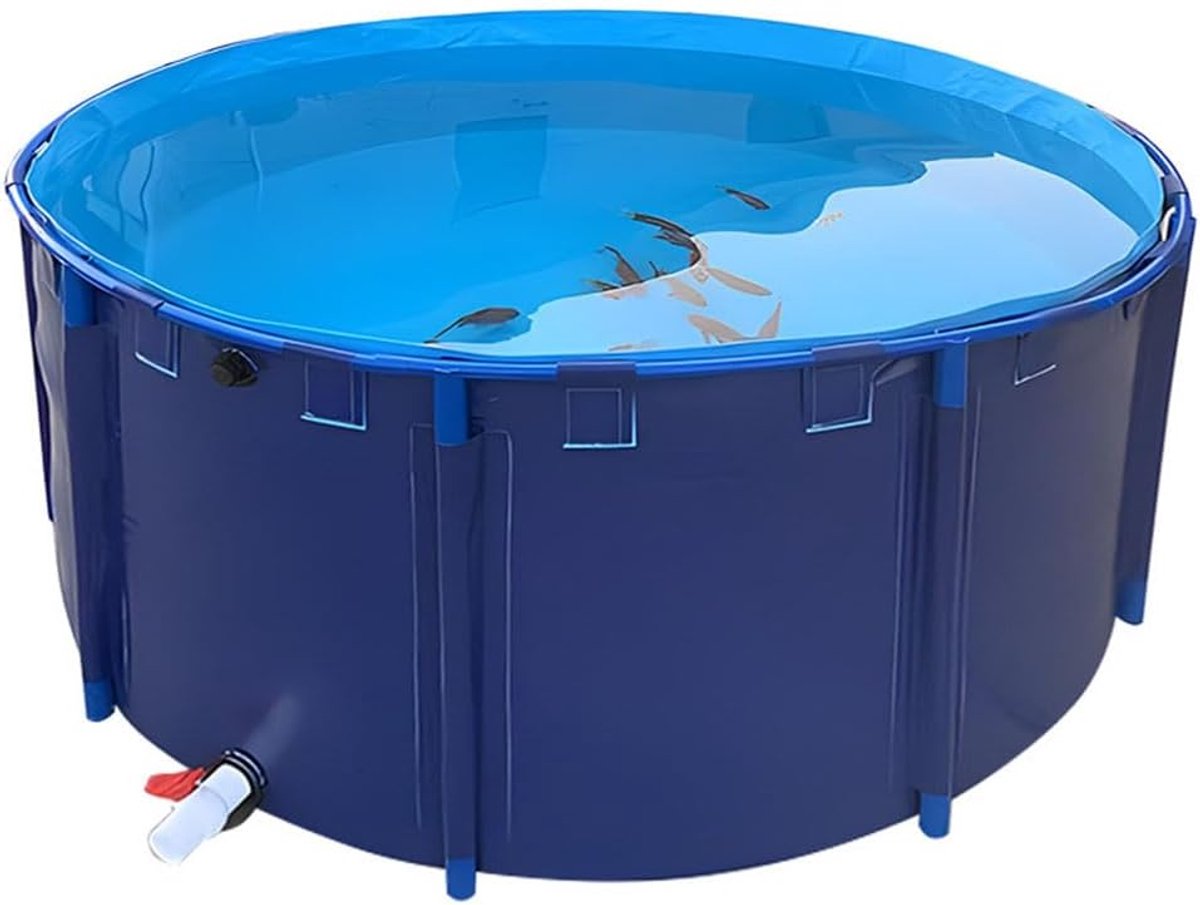 Bovengrond Zwembad 1350L - Circulaire Dikke Canvas Vijver - Duurzaam Plastic Met Frame - Perfect Voor Koi Cultuur - SnelShoppen