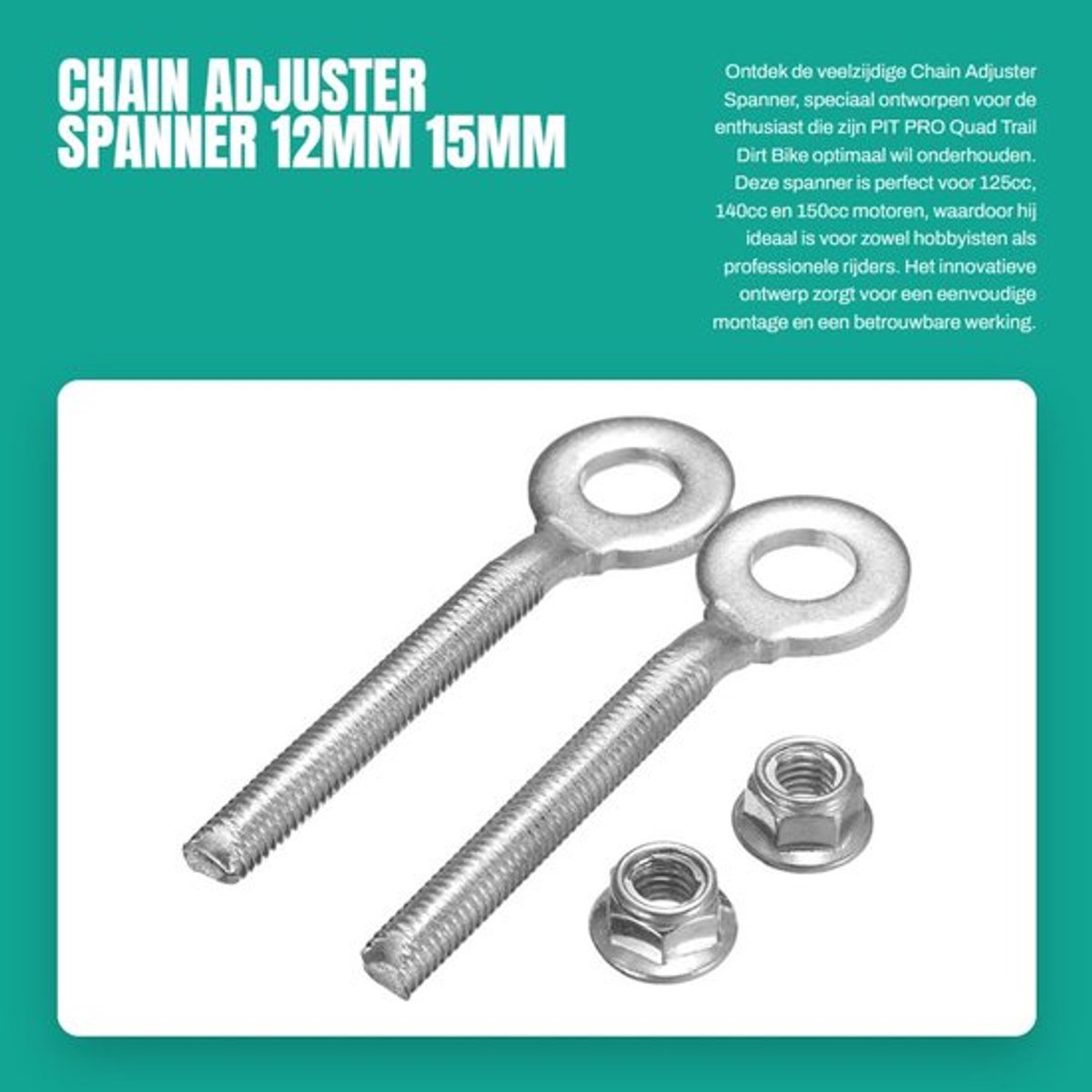 Ketting Spanner Eenvoudig te monteren - 12mm/15mm Asgat - Innovatief ontwerp - IJzer - Lengte 10,2 cm - Universele stijl - Kettingafsteller