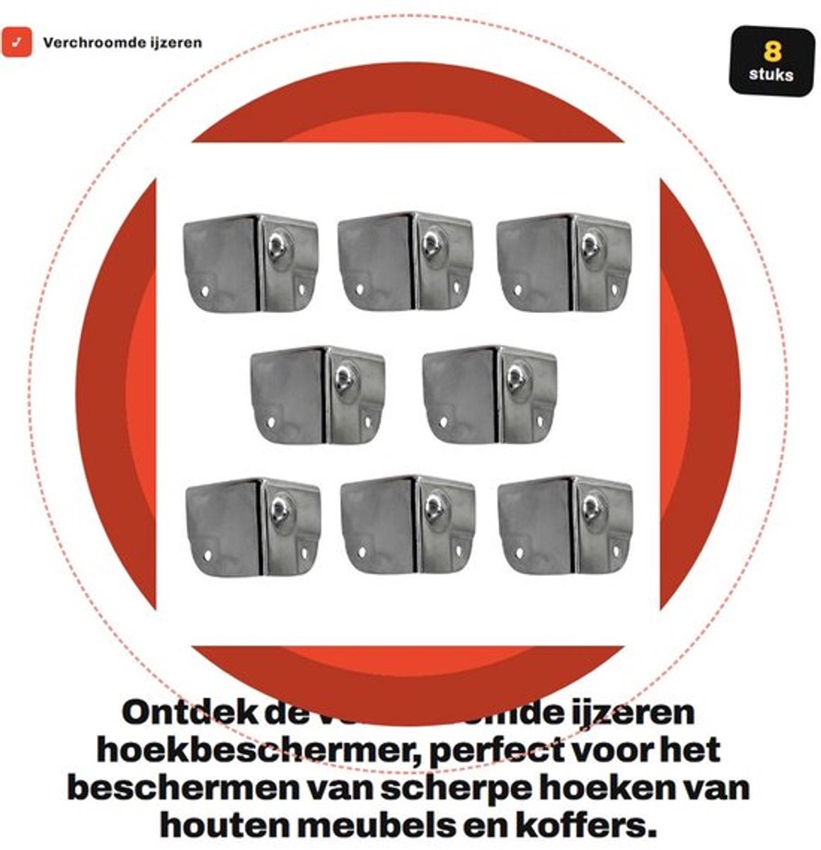 Hoekbeschermer Verchroomd IJzer - Hoek Bescherming - 8 Stuks - 40 x 40 x 40 mm - Duurzaam - Glanzend en Glad
