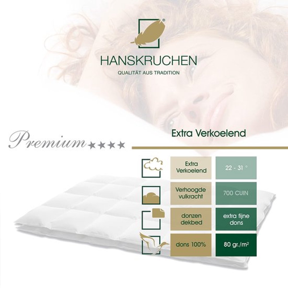 Zomerdekbed 135x200 cm - EXTRA VERKOELEND - 100% Dons - Ademend - Vochtregulerend - Geschikt voor allergieën - Vijf warmteniveaus - Dekbed