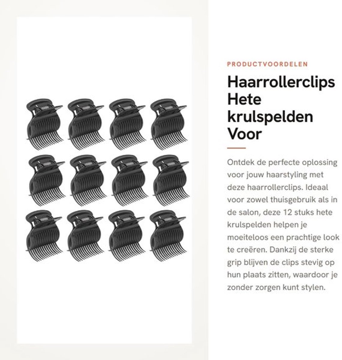 Haarrollerclips 12 stuks - Hittebestendig - Haaraccessoires - Sterke grip - Lichtgewicht - Waterdicht - Roestvrijstalen veer - Krulspelden