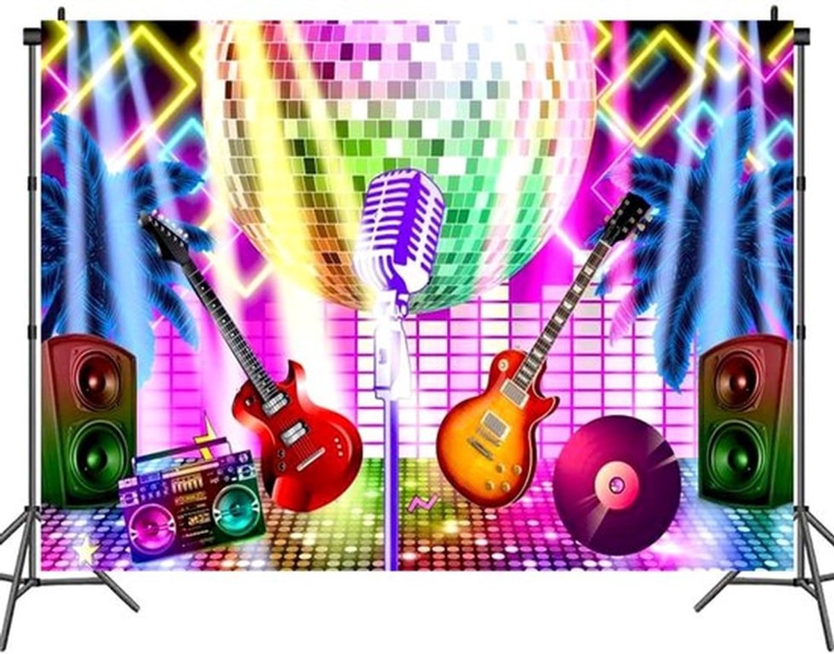 Achtergrond Fotografie - Hiphop Graffiti - Jaren 90 Neon - Achtergronddoek - 150 cm x 100 cm - Vinyl Materiaal - Lichtbestendig - Fotografieachtergrond