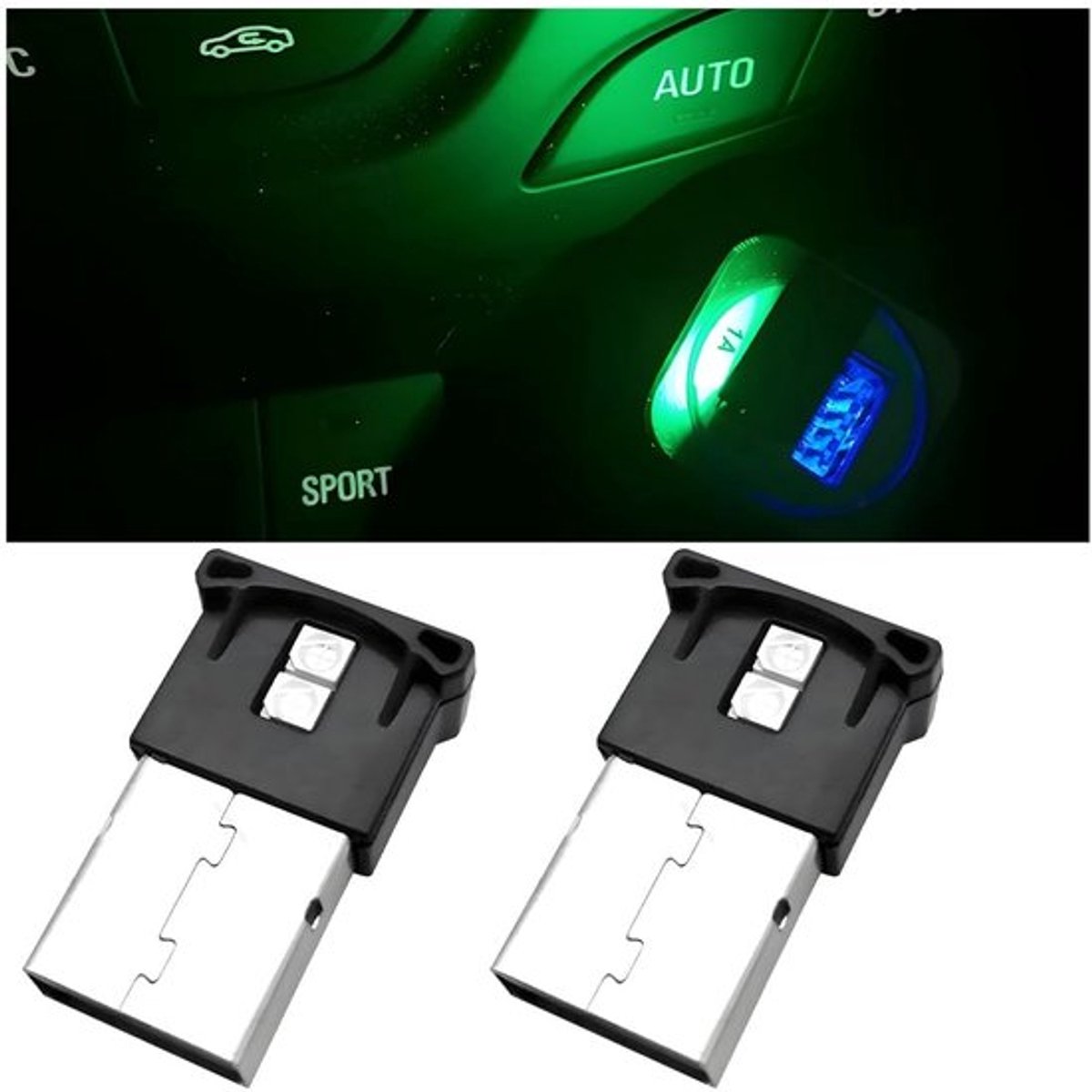 Omgevingsverlichting USB - 8 Kleuren - LED Sfeerlamp - Nachtverlichting - Interieurverlichting - Compact - Kunststof/Roestvrij staal