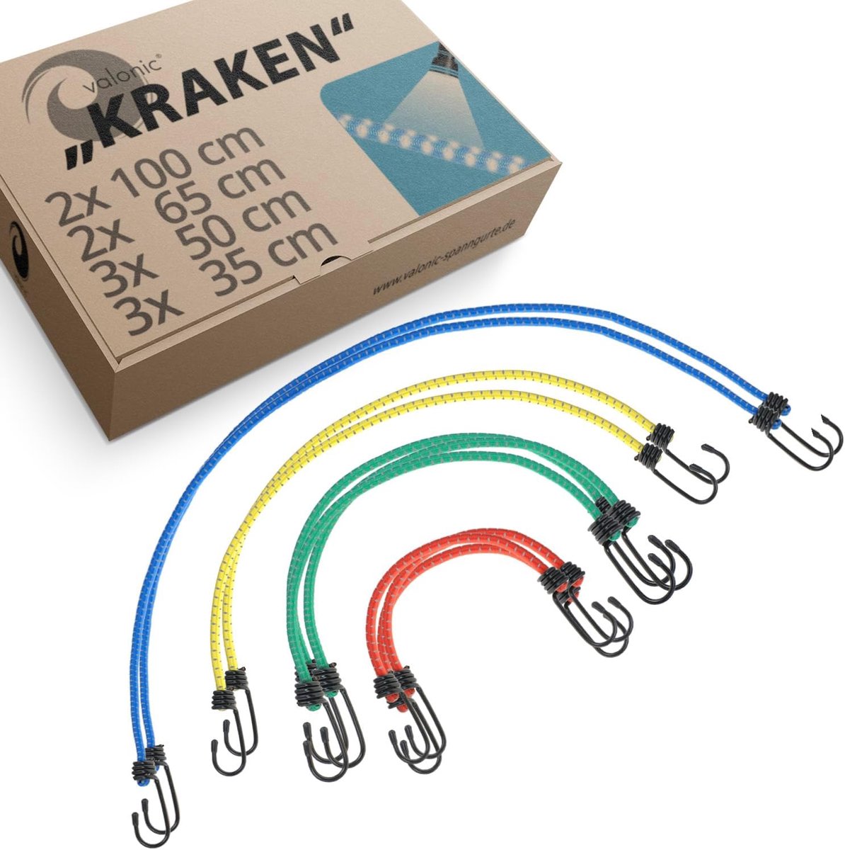 SnelShoppen - Tension Rubber met Haken - Reflecterend, Set van 10, 200% Rek, Expander, Bagage Tensioner voor Fiets en Fietstassen, Rubber Koord 8mm
